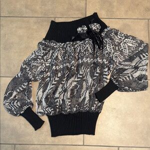 D&g Black and Gray Off-Shoulder Sweater/sheer